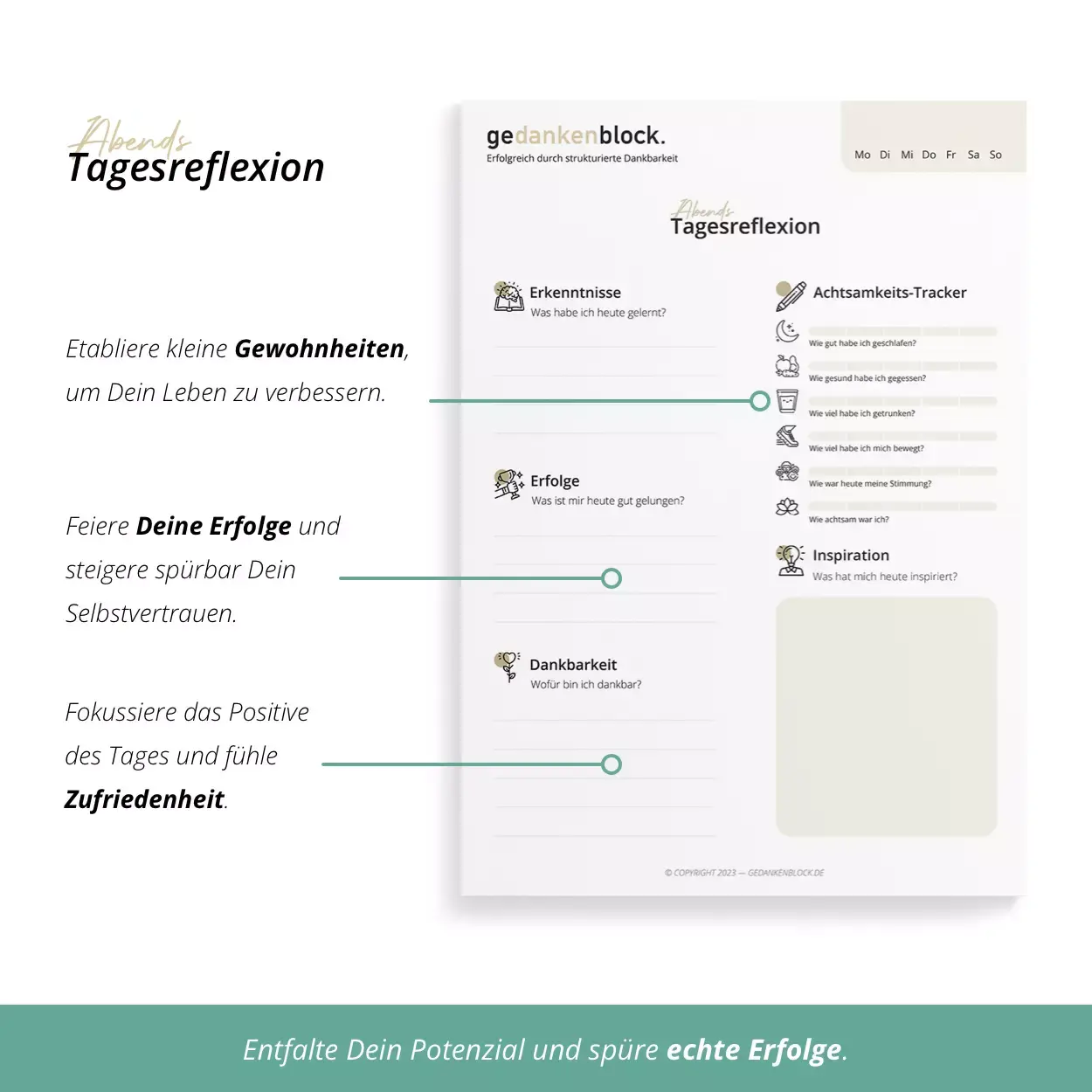 gedankenblock. - Notizblock »Reflection« (DIN A5) - Vorteilspaket 3